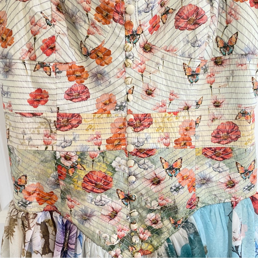 Anthropologie Floral Midi Dress in Light Blue, Pink and Green - Picture 7 of 9